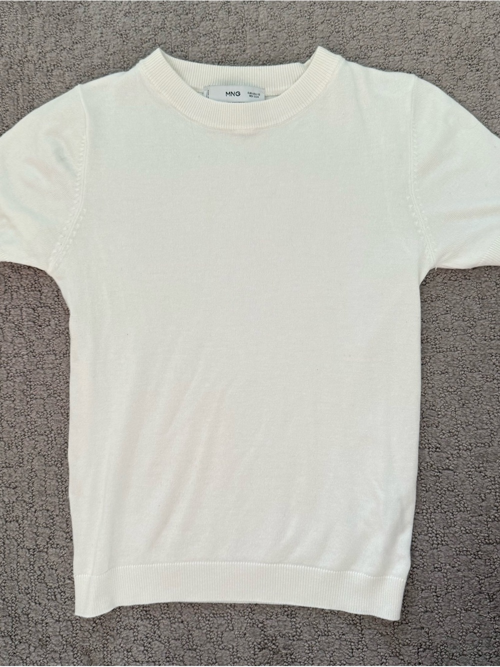 Mango Men's Cream Short-Sleeve Crewneck Knit